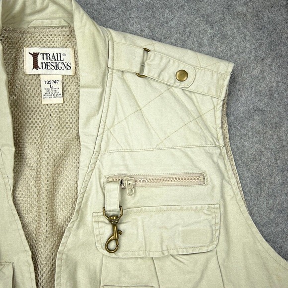 VTG Trail Designs Vest Mens Large Tan Khaki Fishing Hunting Outdoors Pockets‎ - Picture 5 of 16